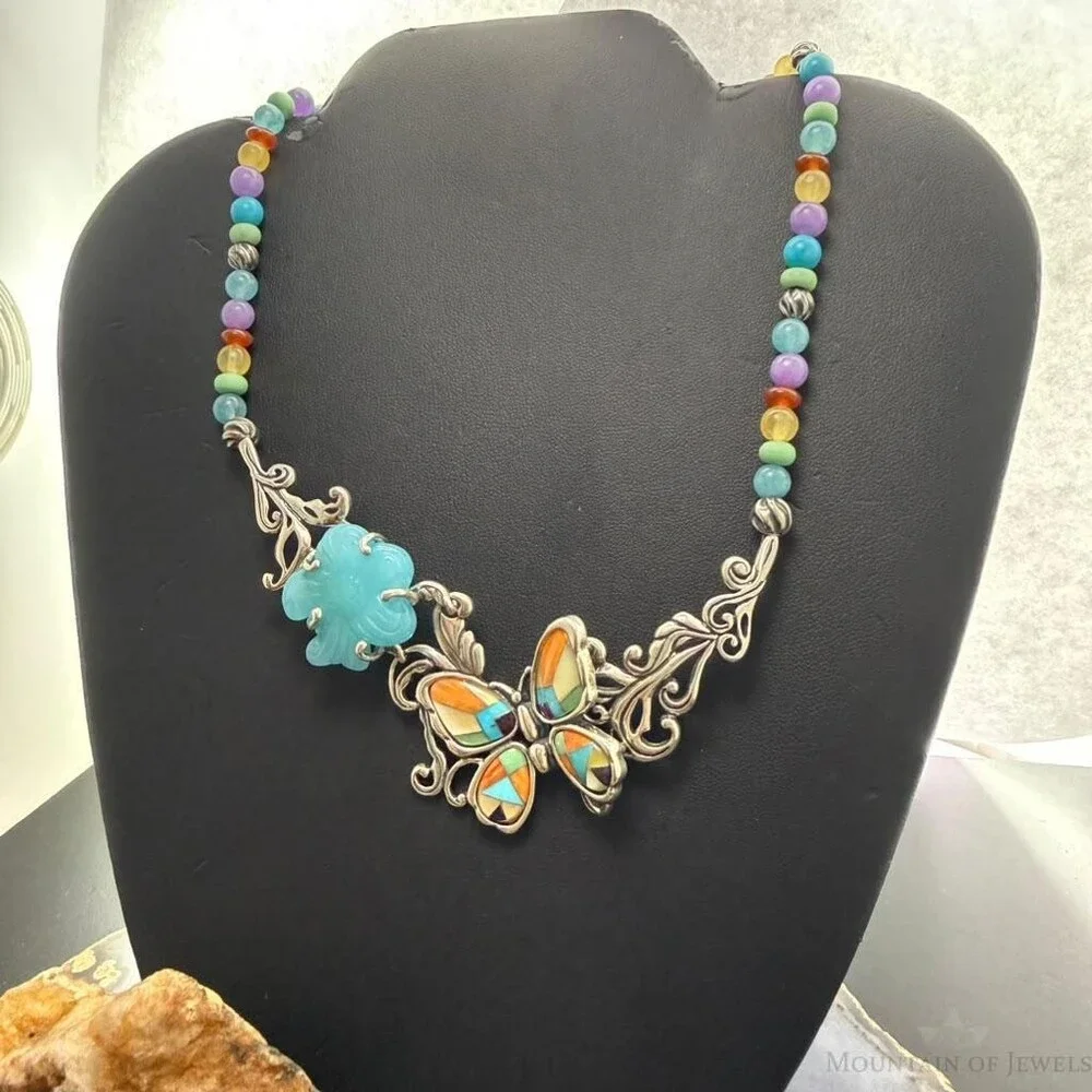 Carolyn Pollack Sterling Inlay Butterfly & Multistone Beads 15